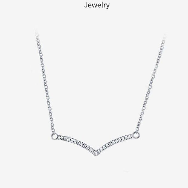 Minimalist Fashion Cubic Zirconia Pendant Real 925 Sterling Silver Link Chain Necklace