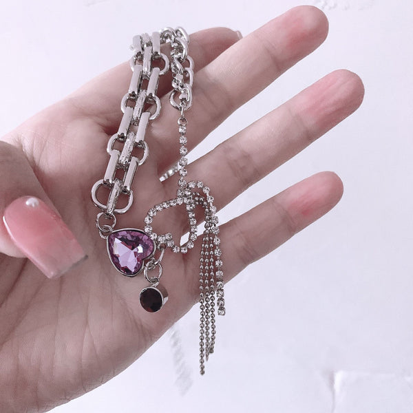 Heart Tassel Choker Necklace