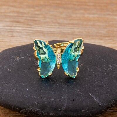 New Clear Crystal Adjustable Butterfly Ring