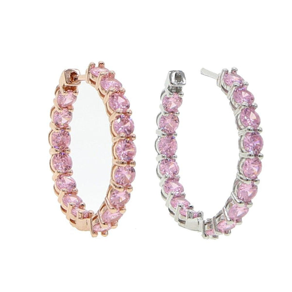 pink cz hoop earring for girl women rose gold color pinky huggie hoops classic fashion jewelry