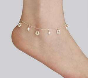Natural Freshwater Pearl Anklet for Women Real 925 Sterling Silver Handmade Jewelry Wedding
