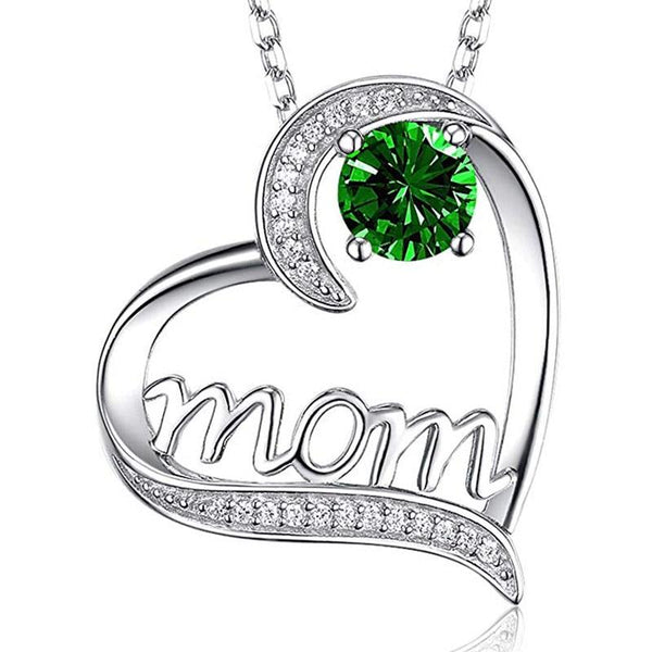 Fashion MOM Heart Shape Inlaid Crystal Pendant Necklace Mother's Day Gift High Quality Jewelry