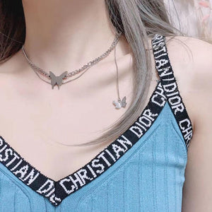 Shiny Butterfly Cahin Choker Necklace Aesthetic 90s