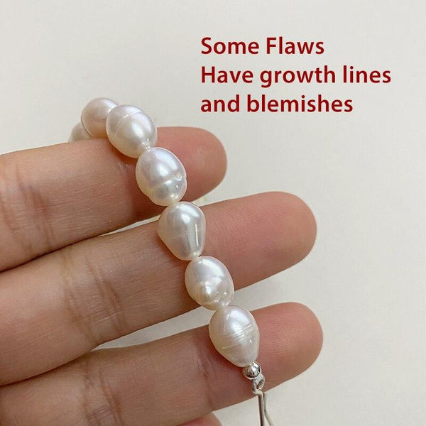 Real Freshwater Pearl Necklace 925 Sterling Silver Clasp Jewelry for Women Natural growth pattern Gift
