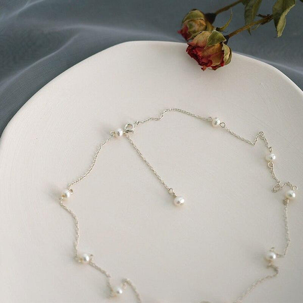 Real 925 Sterling Silver Chain On The Necklace for Women Mini Natural Freshwater Pearls Jewelry Gifts for The New Year
