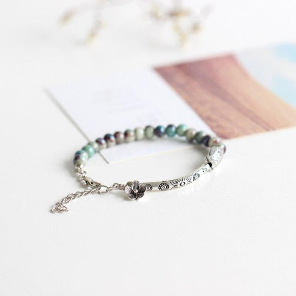 Silver Beaded Fish Bracelet