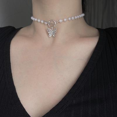 "Dreamy" Butterfly Pearl Choker Necklace