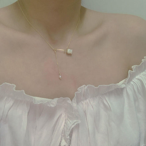 Rose Pearl Drop Necklace