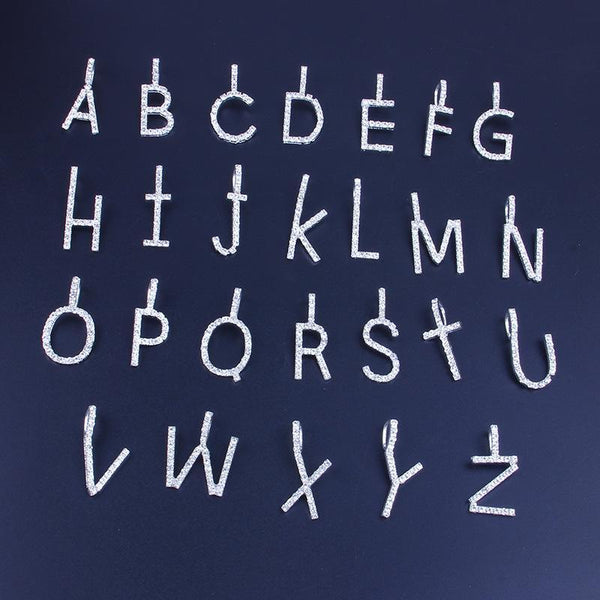 Rhinestone Alphabet Choker Pendant Necklace