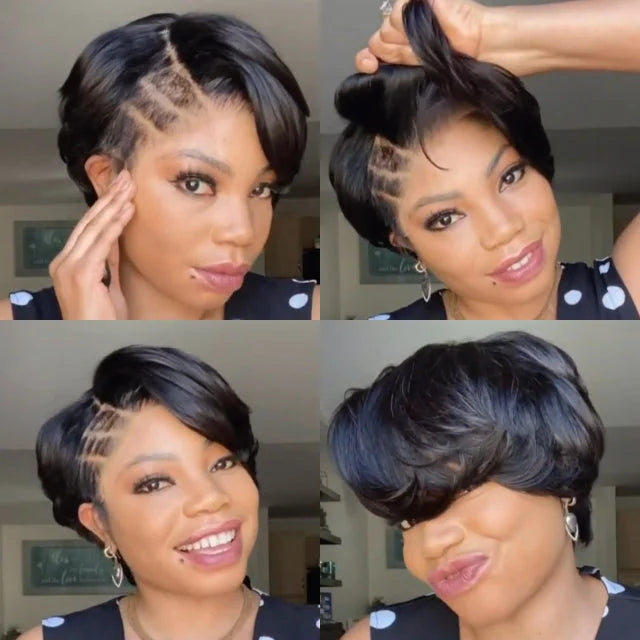 New 360-degree cute natural curly bob wig