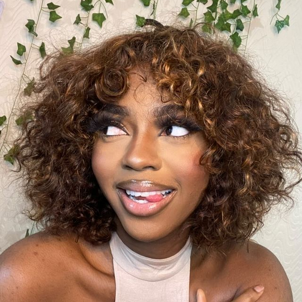 High Density Messy Curly Wig With Bang