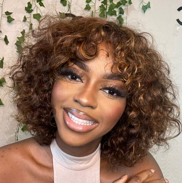 High Density Messy Curly Wig With Bang