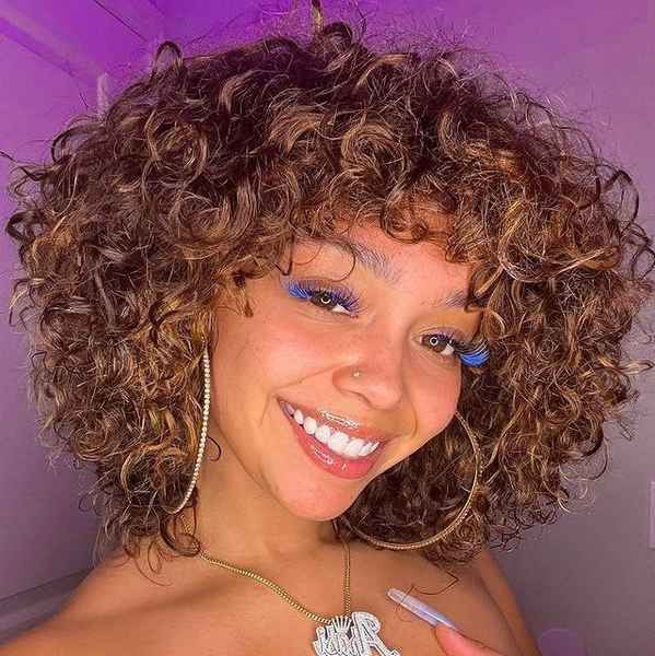 High Density Messy Curly Wig With Bang