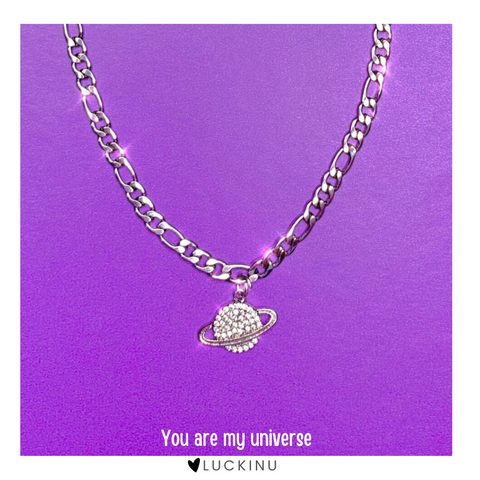 "You are my universe" Crystal Planet Necklace