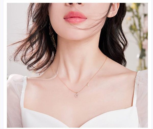Your Name Letter Silver CZ Diamond Necklace