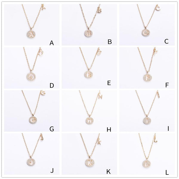 Your Name Letter Silver CZ Diamond Necklace