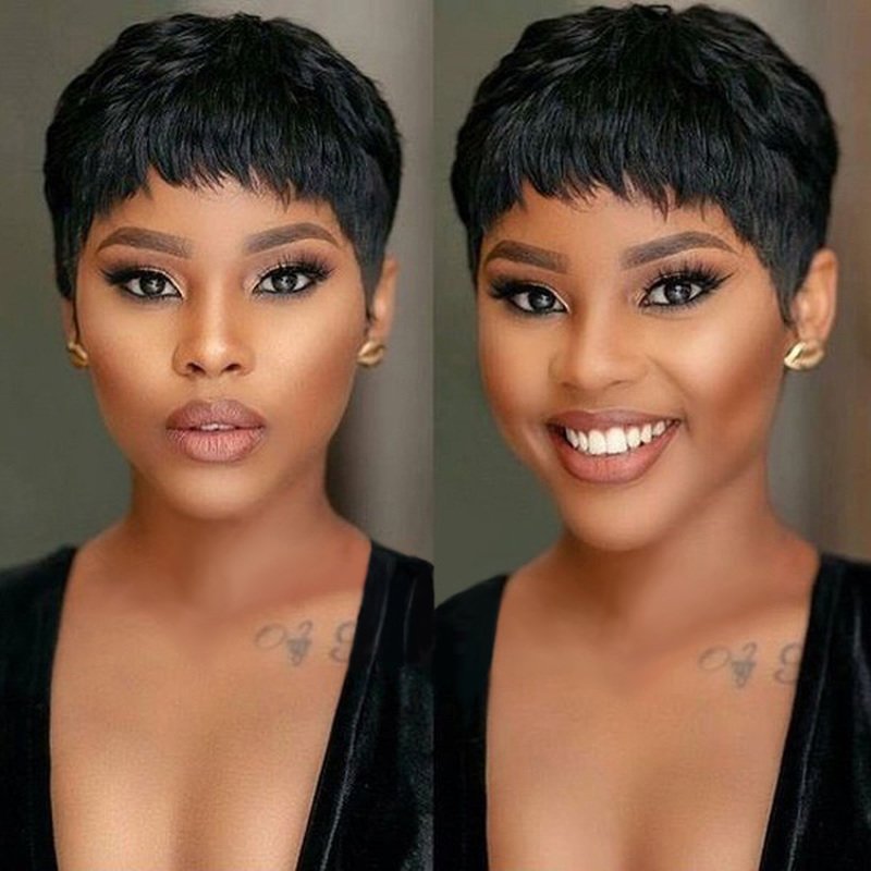 🔥 Best Sale 🔥 Put On & Go Black Pixie Cut Hair Wig丨Easy Install