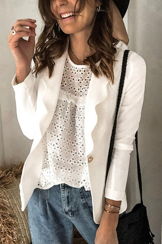 Business Petal Collar Solid Color Blazer