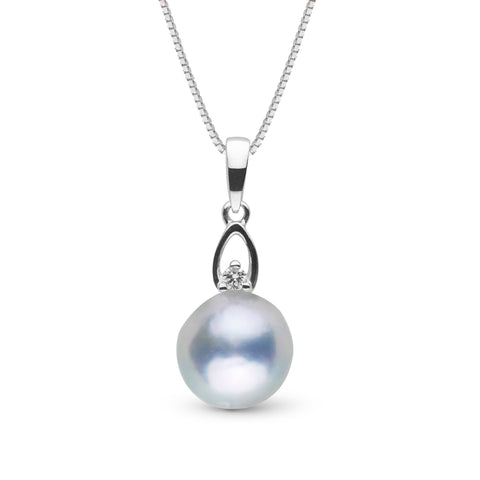 Juliet Collection 7.0-8.0 mm Silver Blue Akoya Pearl and Diamond Pendant