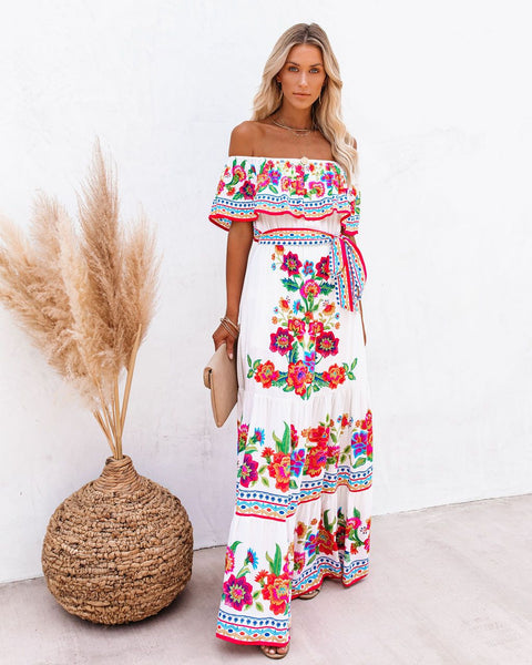 Seamiss Floral Off The Shoulder Maxi Dress