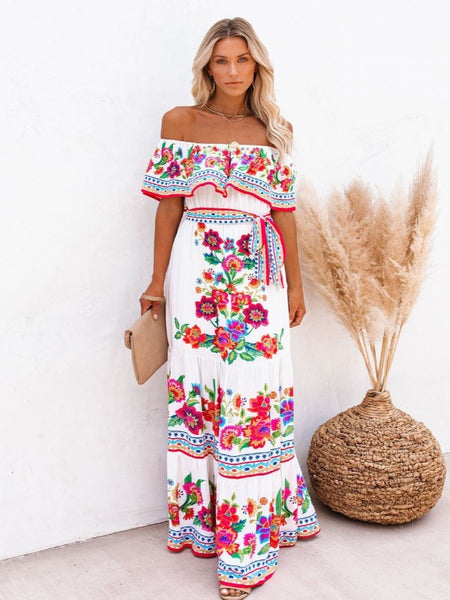 Seamiss Floral Off The Shoulder Maxi Dress