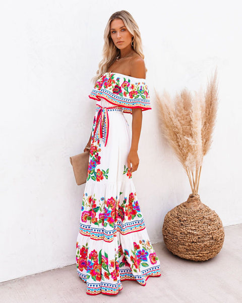 Seamiss Floral Off The Shoulder Maxi Dress