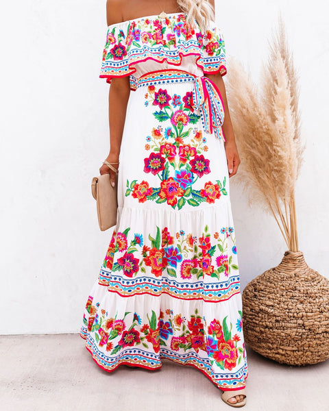 Seamiss Floral Off The Shoulder Maxi Dress