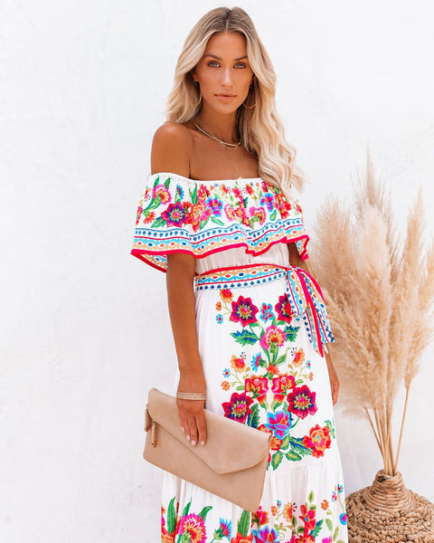Seamiss Floral Off The Shoulder Maxi Dress