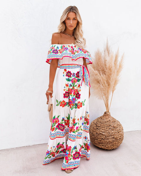 Seamiss Floral Off The Shoulder Maxi Dress