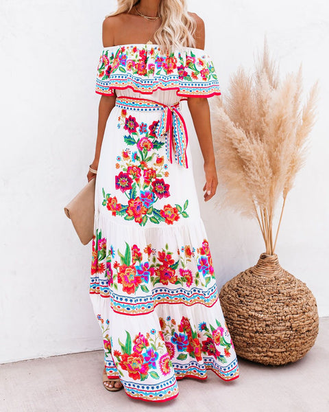 Seamiss Floral Off The Shoulder Maxi Dress