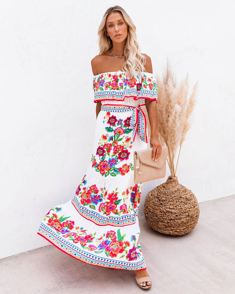 Seamiss Floral Off The Shoulder Maxi Dress