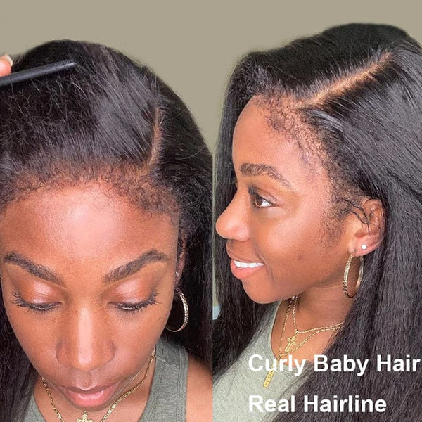 Type 4C Hairline Curly Hair Wig With Kinky Edges Realistic Curly Edges