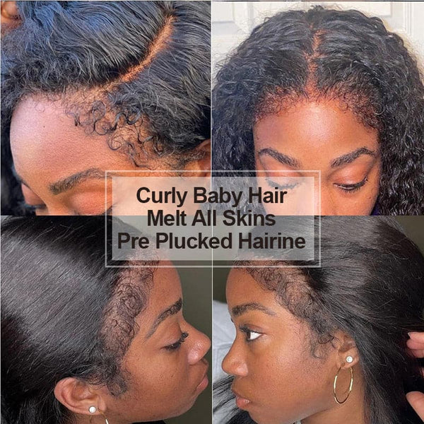 Type 4C Hairline Curly Hair Wig With Kinky Edges Realistic Curly Edges