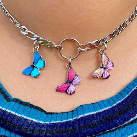 "Follow your butterflies" 3 Butterfly Choker