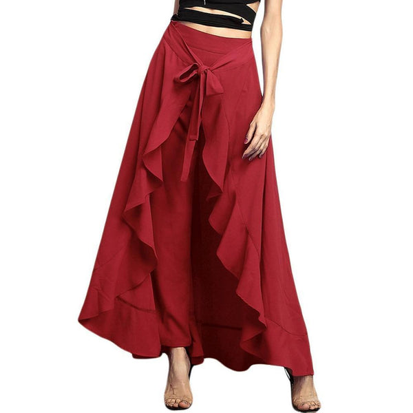 Alivia - Elegant Ruffle High Waist Trousers