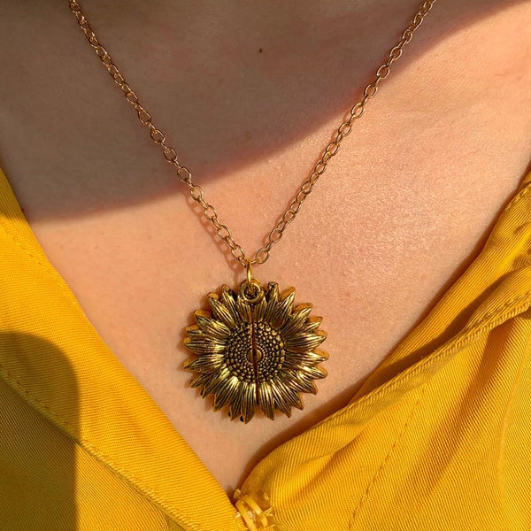 Sunflower Open Locket Statement Necklace with gift box