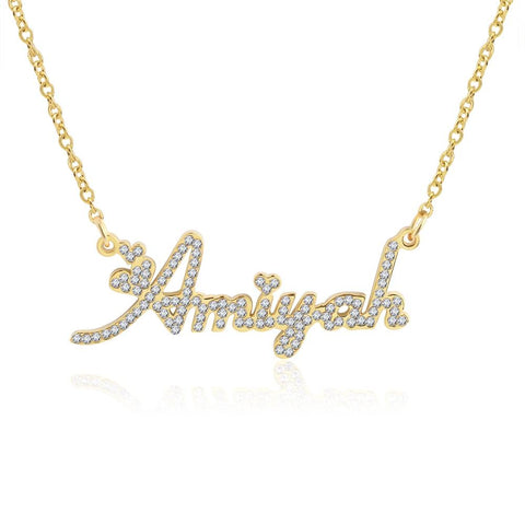 Cute Custom Letter Necklace Sparkle CZ Diamond with box