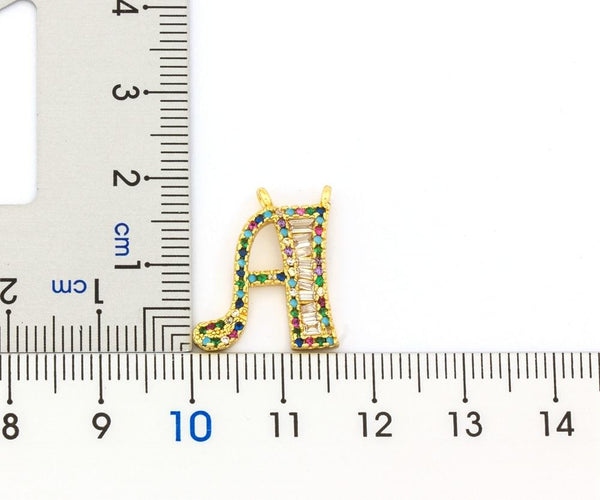 Big Letter Rainbow CZ Diamond Necklace