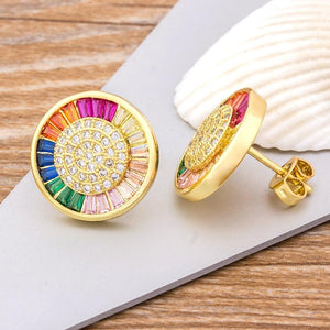 Circle Rainbow CZ Diamond Earring a Pair