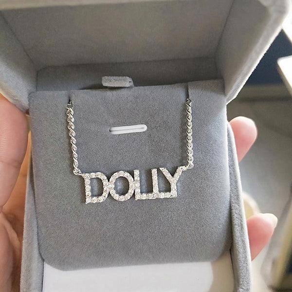 Custom CZ Diamond Name Necklace with box