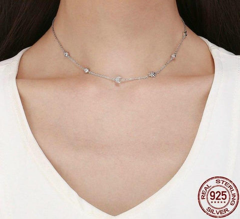 S925 Sterling Silver Moon Star Necklace