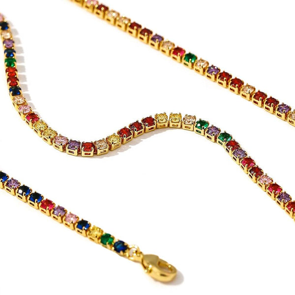 Rainbow CZ Diamond Fine Necklace