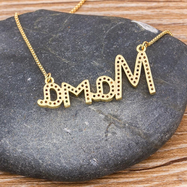 Mama Letter CZ Diamond Necklace