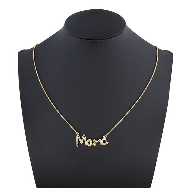 Mama Letter CZ Diamond Necklace