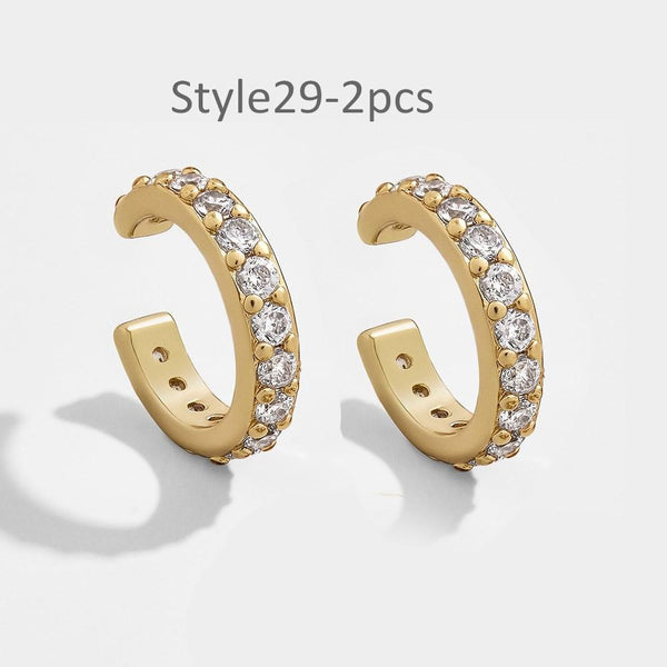 Style 29 CZ Diamond Big C Color Ear Cuff Stackable 2pcs/set